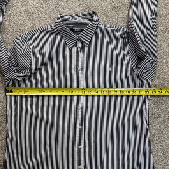 Lauren Ralph Lauren Womens XL Striped Non Iron Button Down Shirt Black White RLL - Picture 6 of 10